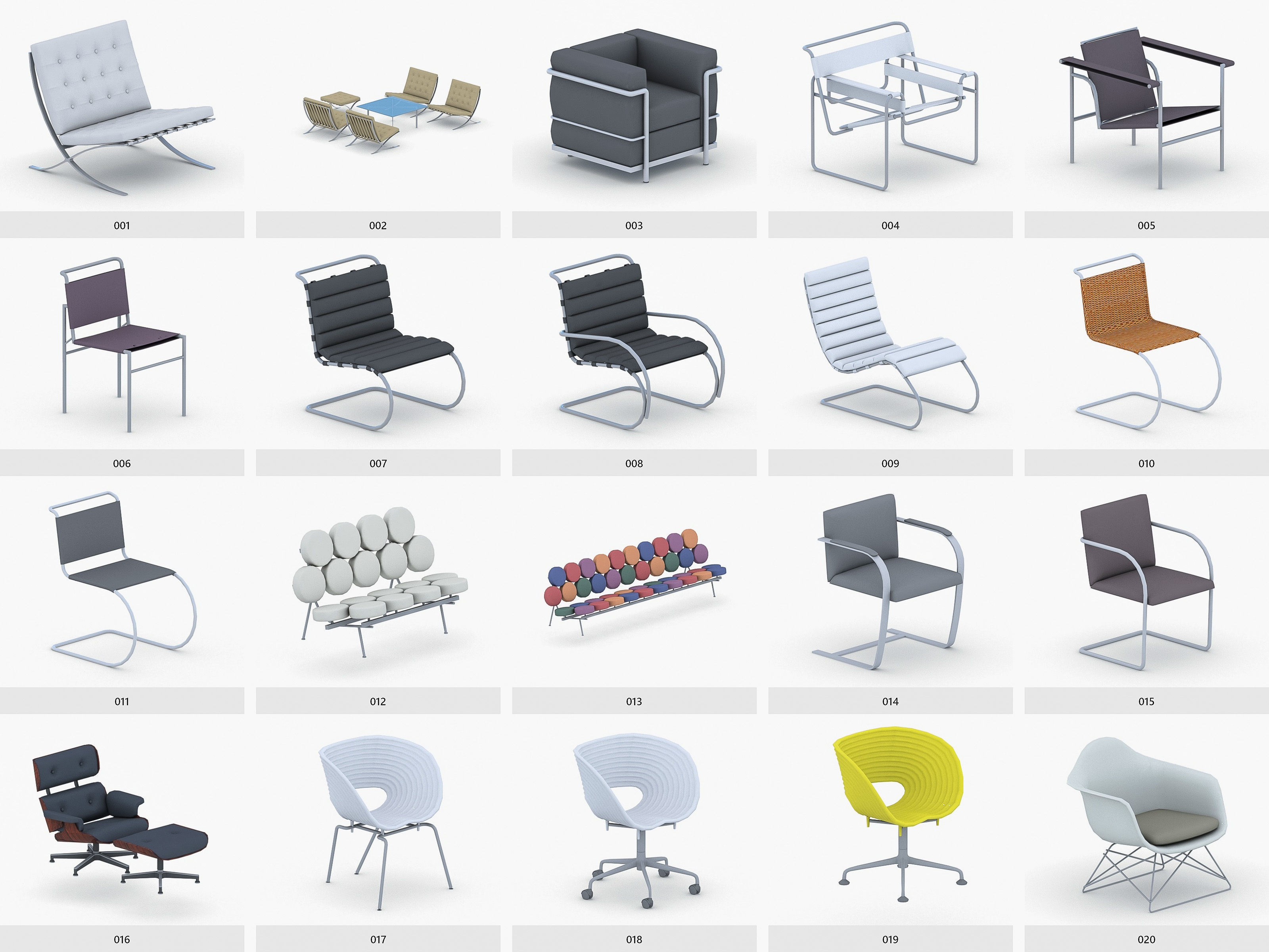Office Furniture Collection Low-poly 3D model_1