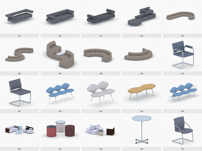 Office Furniture Collection Low-poly 3D model 6