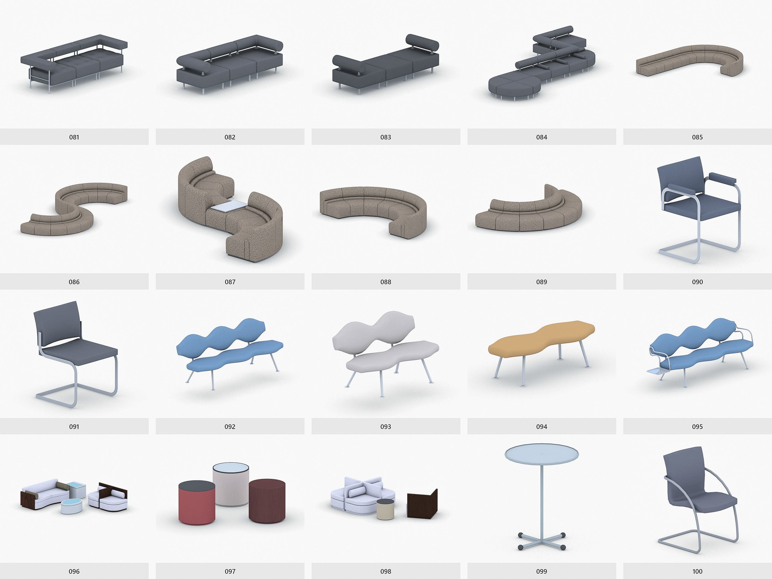 Office Furniture Collection Low-poly 3D model_5
