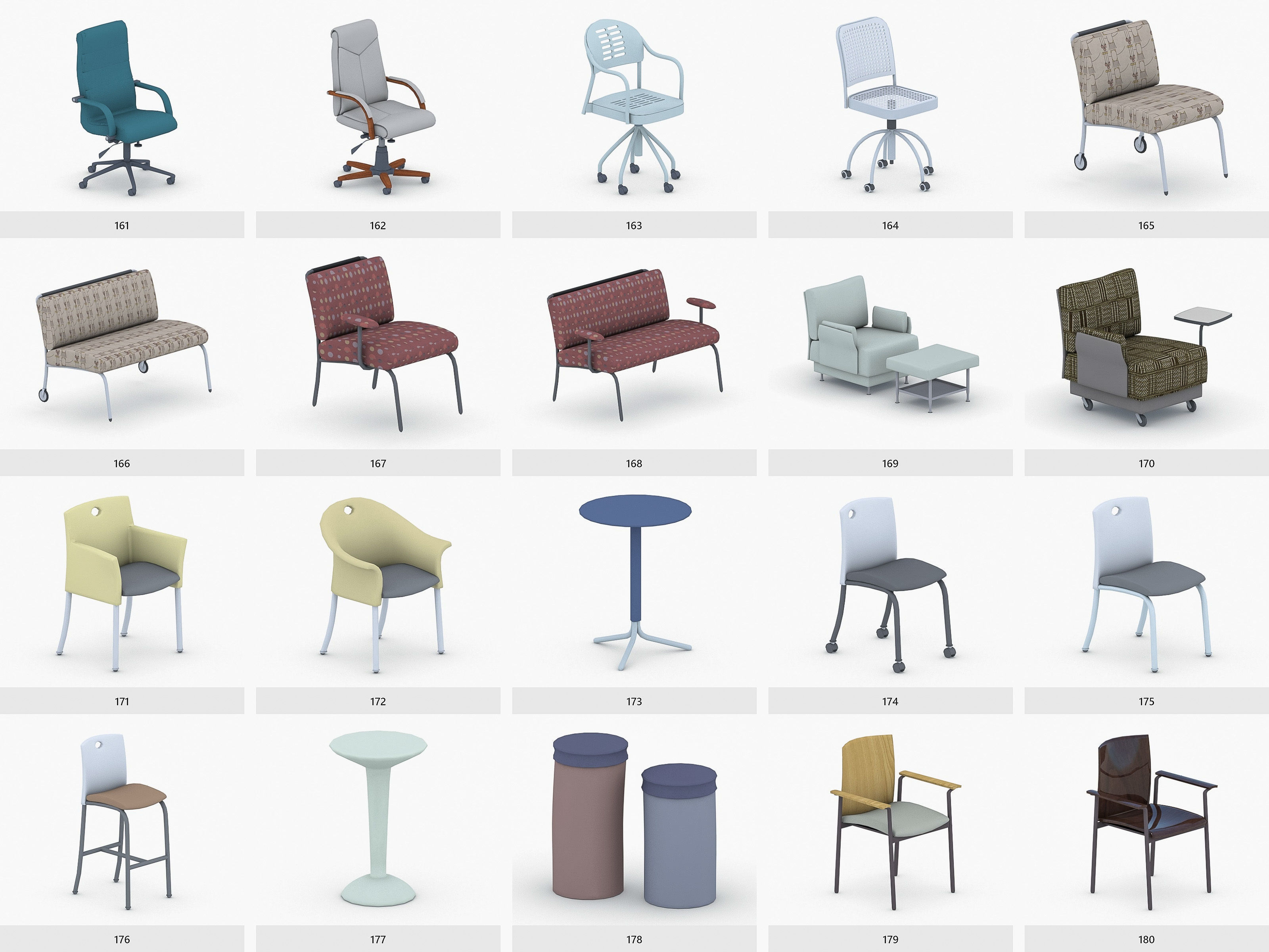 Office Furniture Collection Low-poly 3D model_9