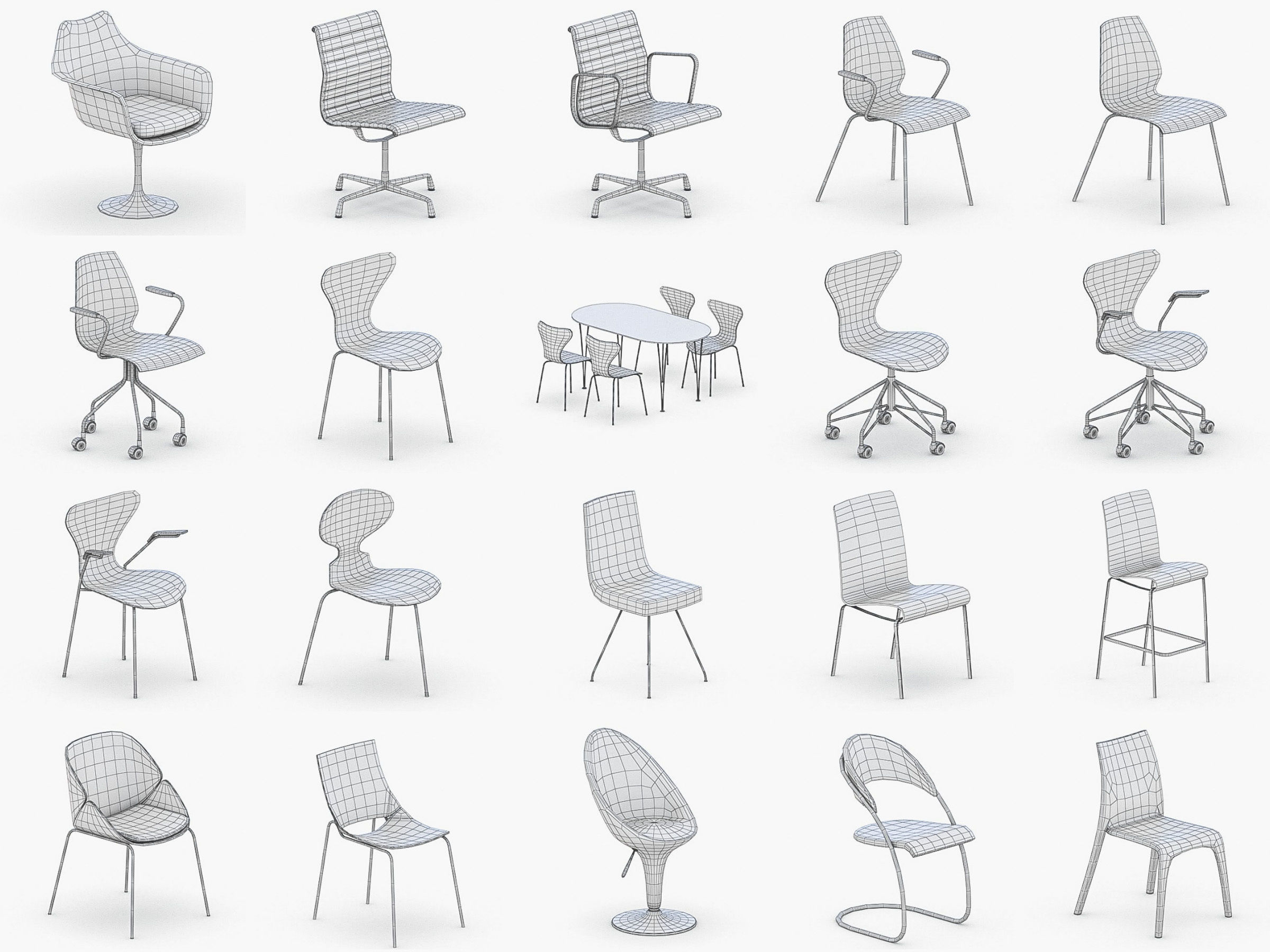 Office Furniture Collection Low-poly 3D model_18