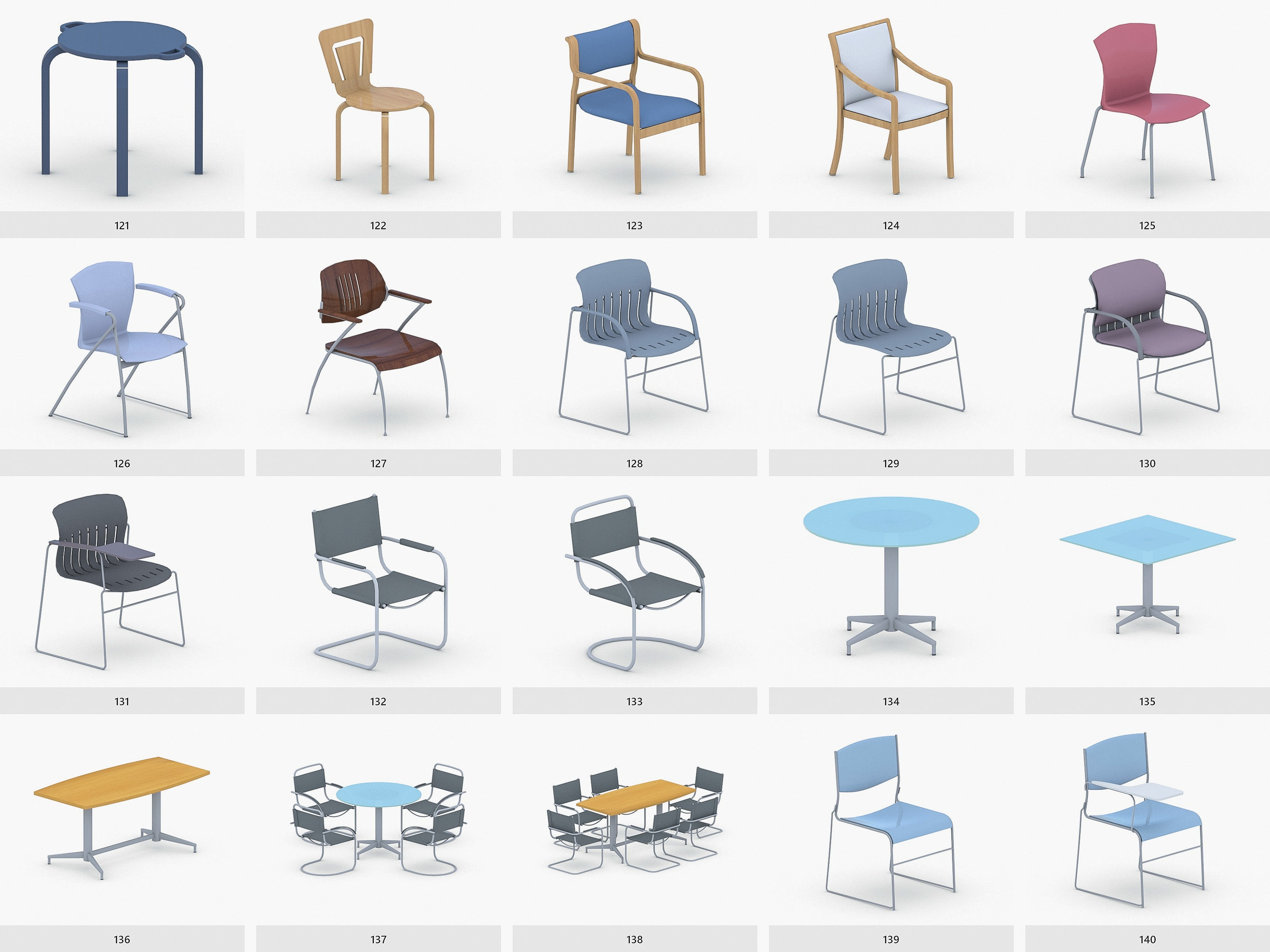 Office Furniture Collection Low-poly 3D model_7