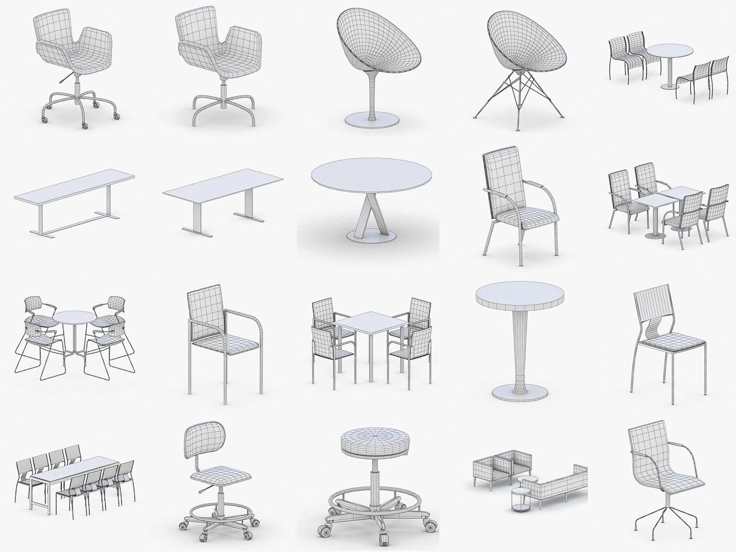 Office Furniture Collection Low-poly 3D model_15
