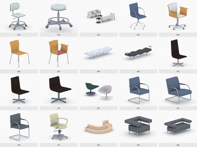 Office Furniture Collection Low-poly 3D model 5