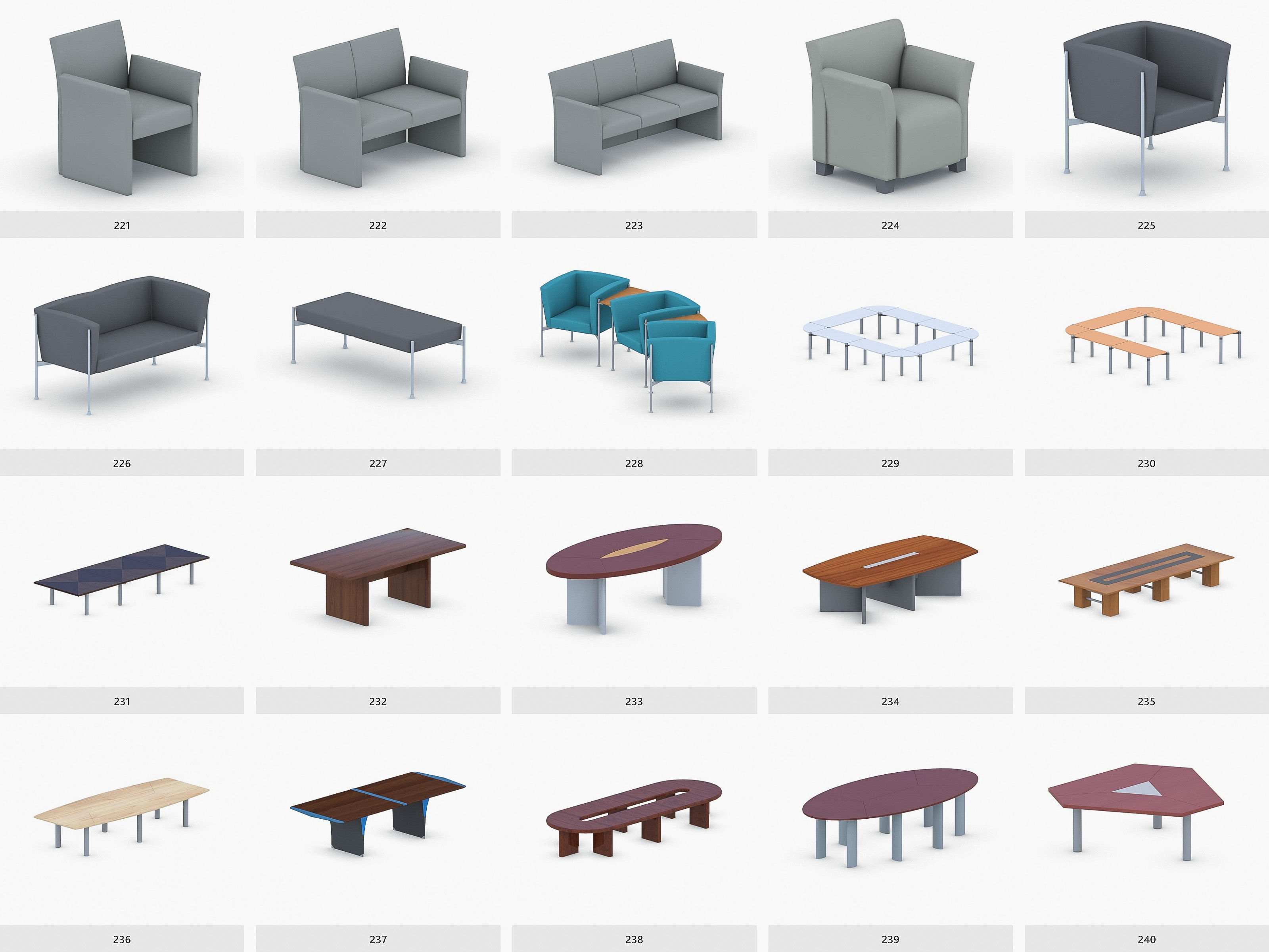 Office Furniture Collection Low-poly 3D model_12