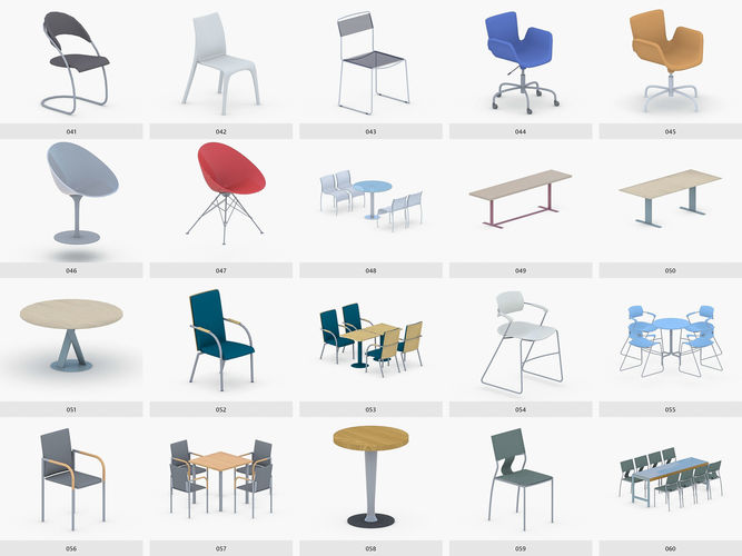 Office Furniture Collection Low-poly 3D model 4