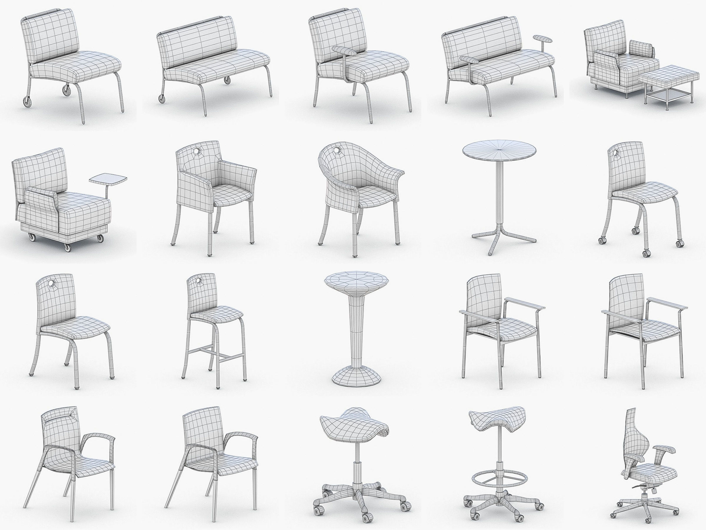 Office Furniture Collection Low-poly 3D model_21