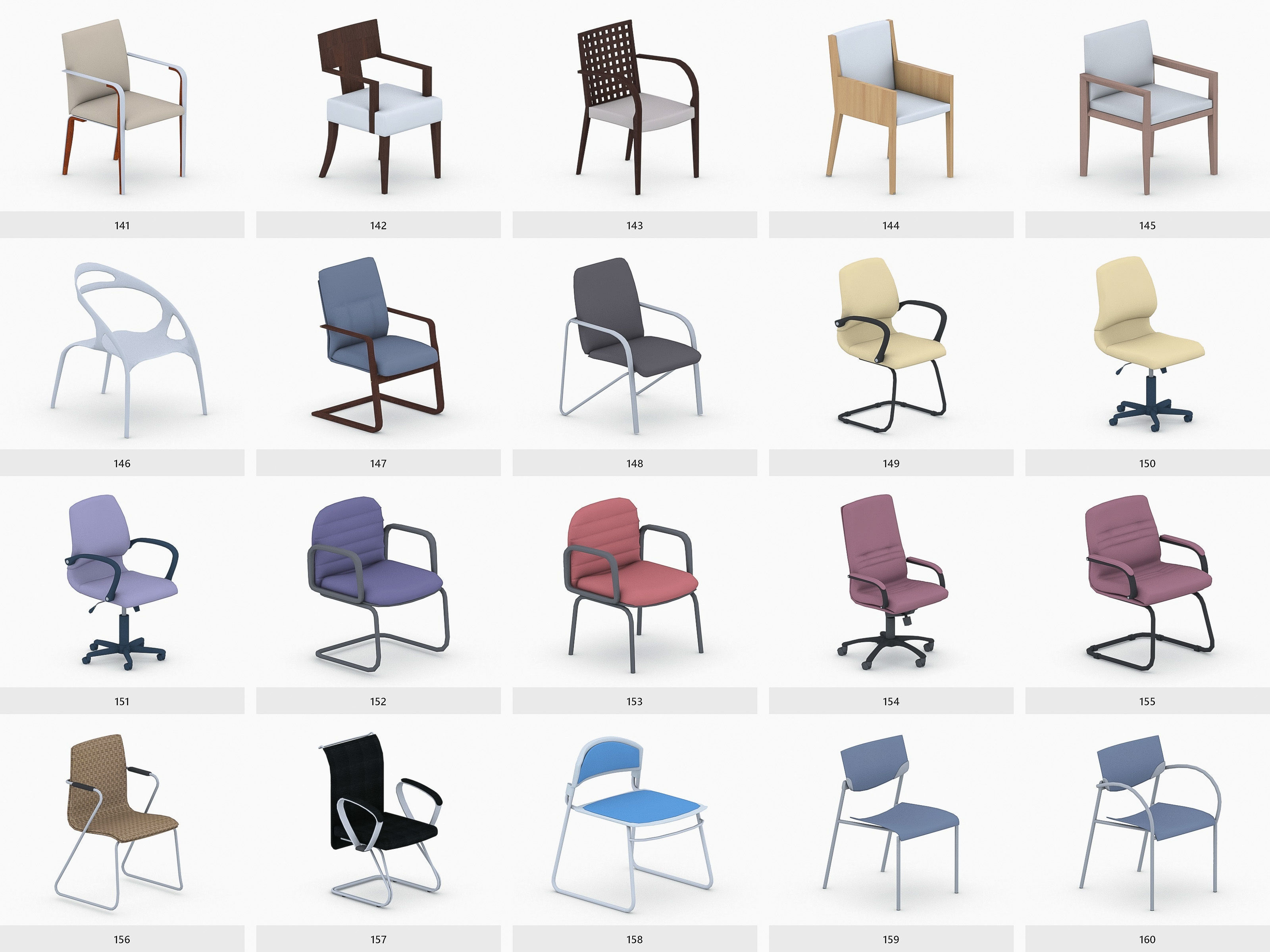 Office Furniture Collection Low-poly 3D model_8