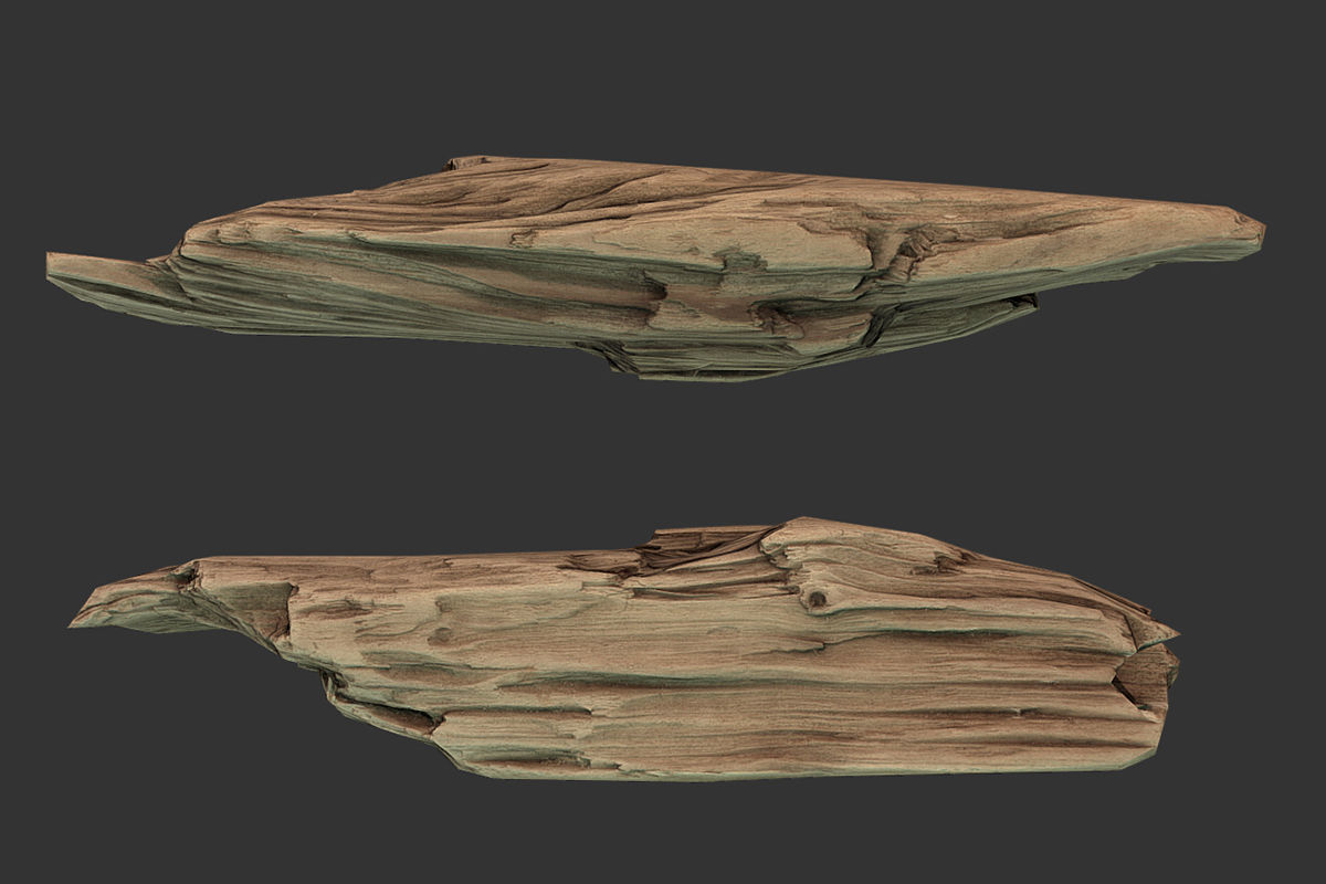 Wooden Plank Debris Low-poly 3D model_7