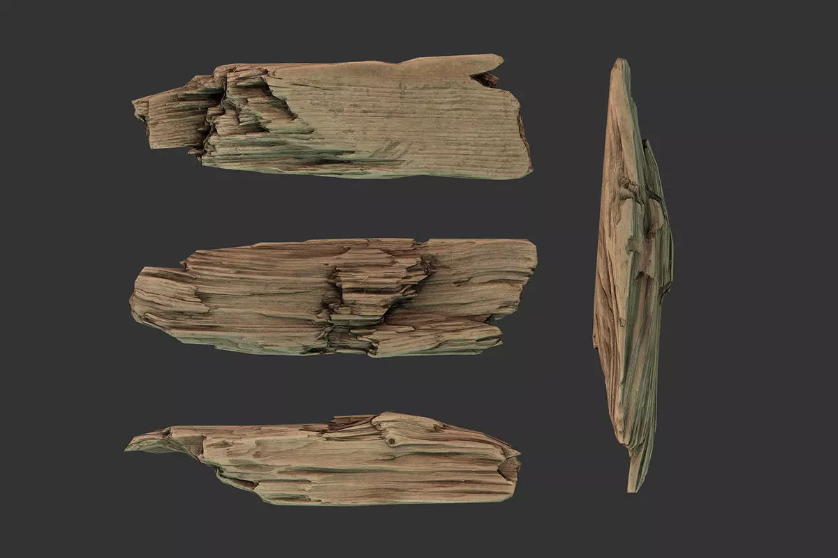 Wooden Plank Debris Low-poly 3D model_0
