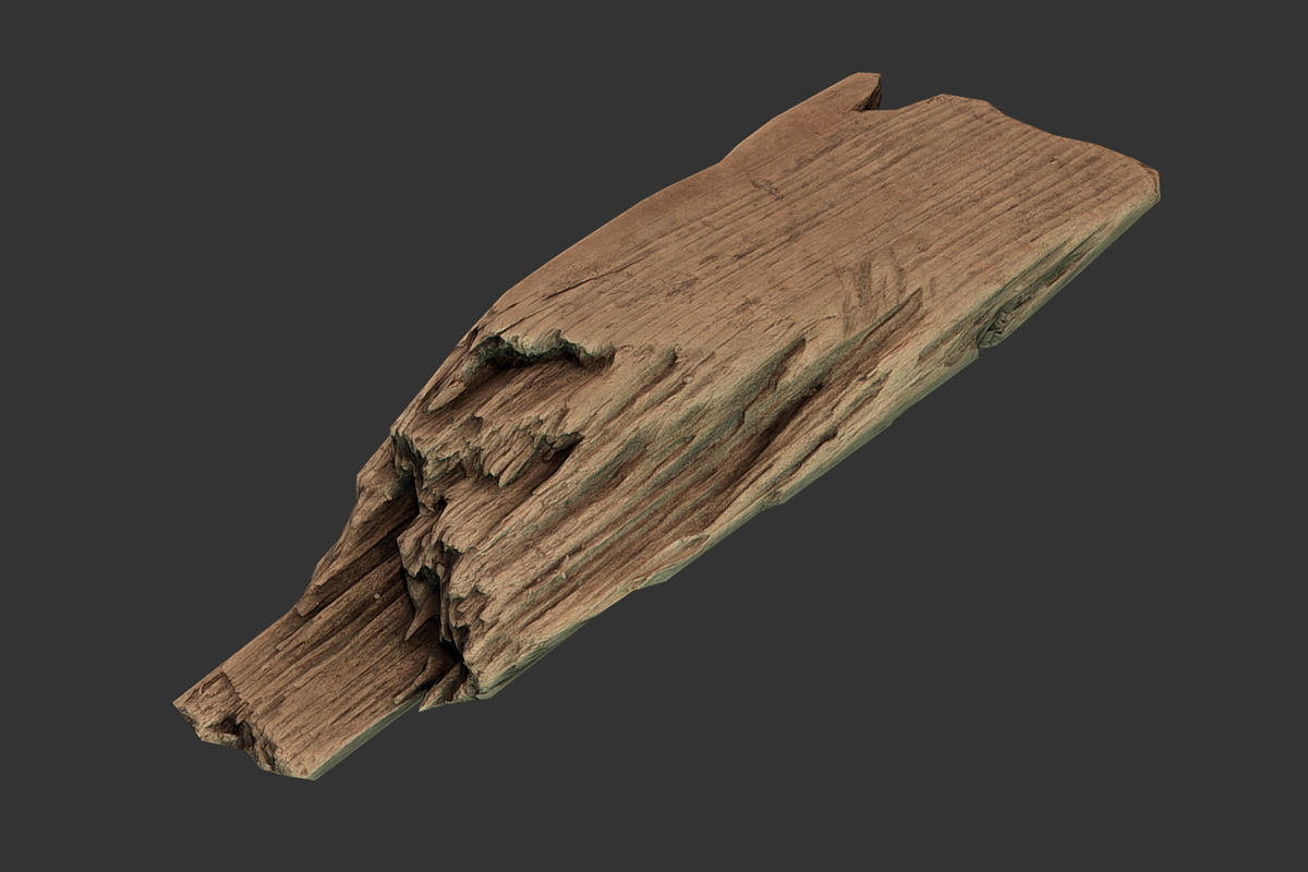 Wooden Plank Debris Low-poly 3D model_4
