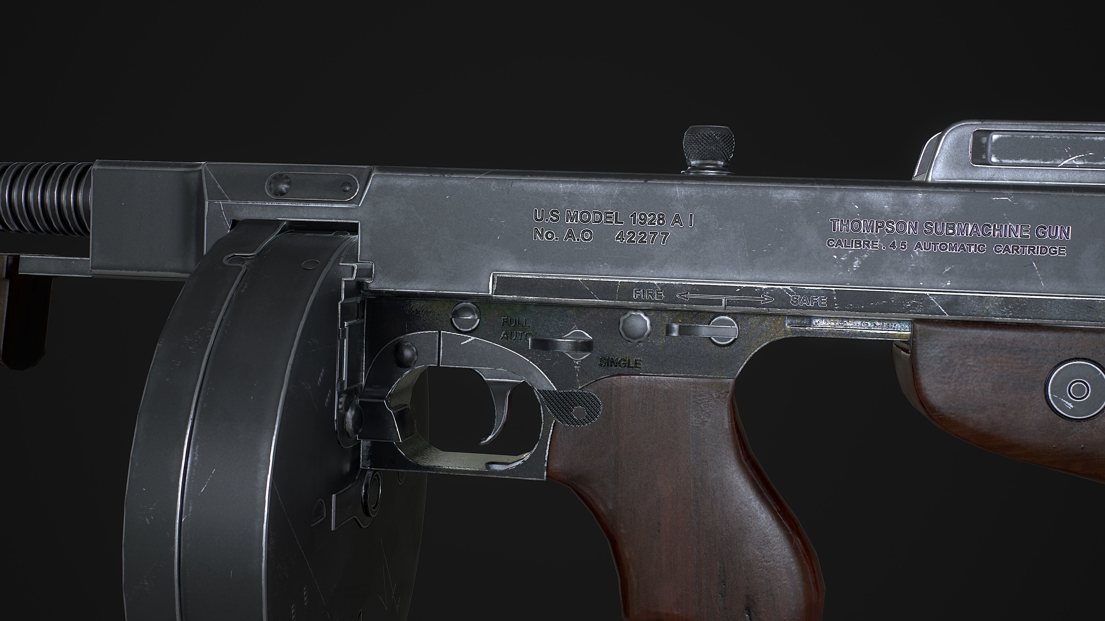 M1928a1 Thompson Low-poly 3D model_8