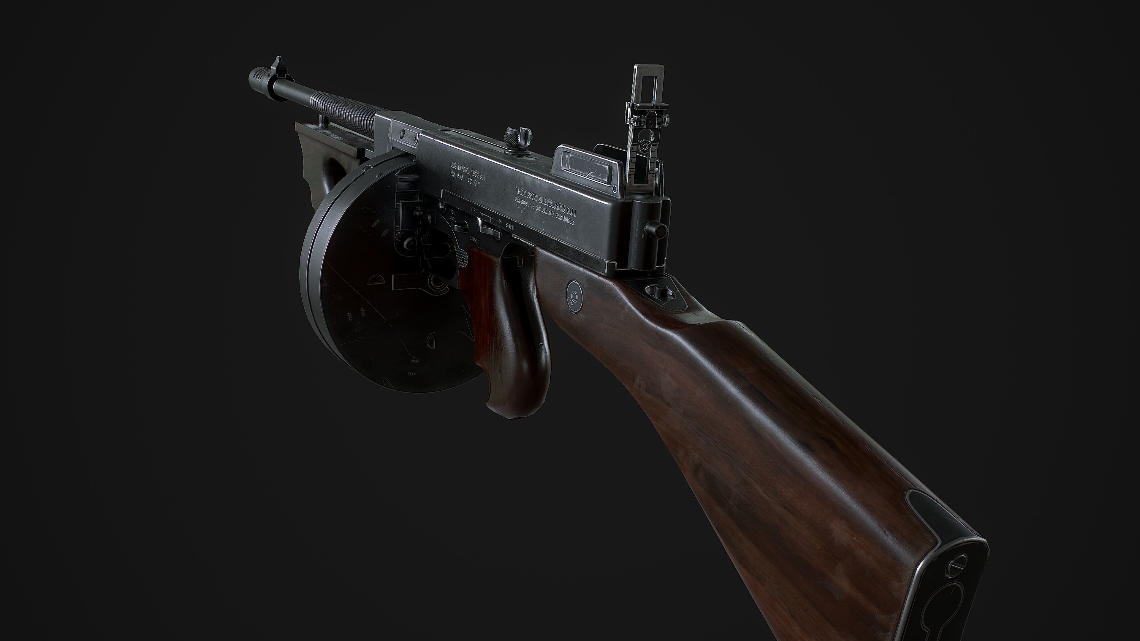 M1928a1 Thompson Low-poly 3D model_4