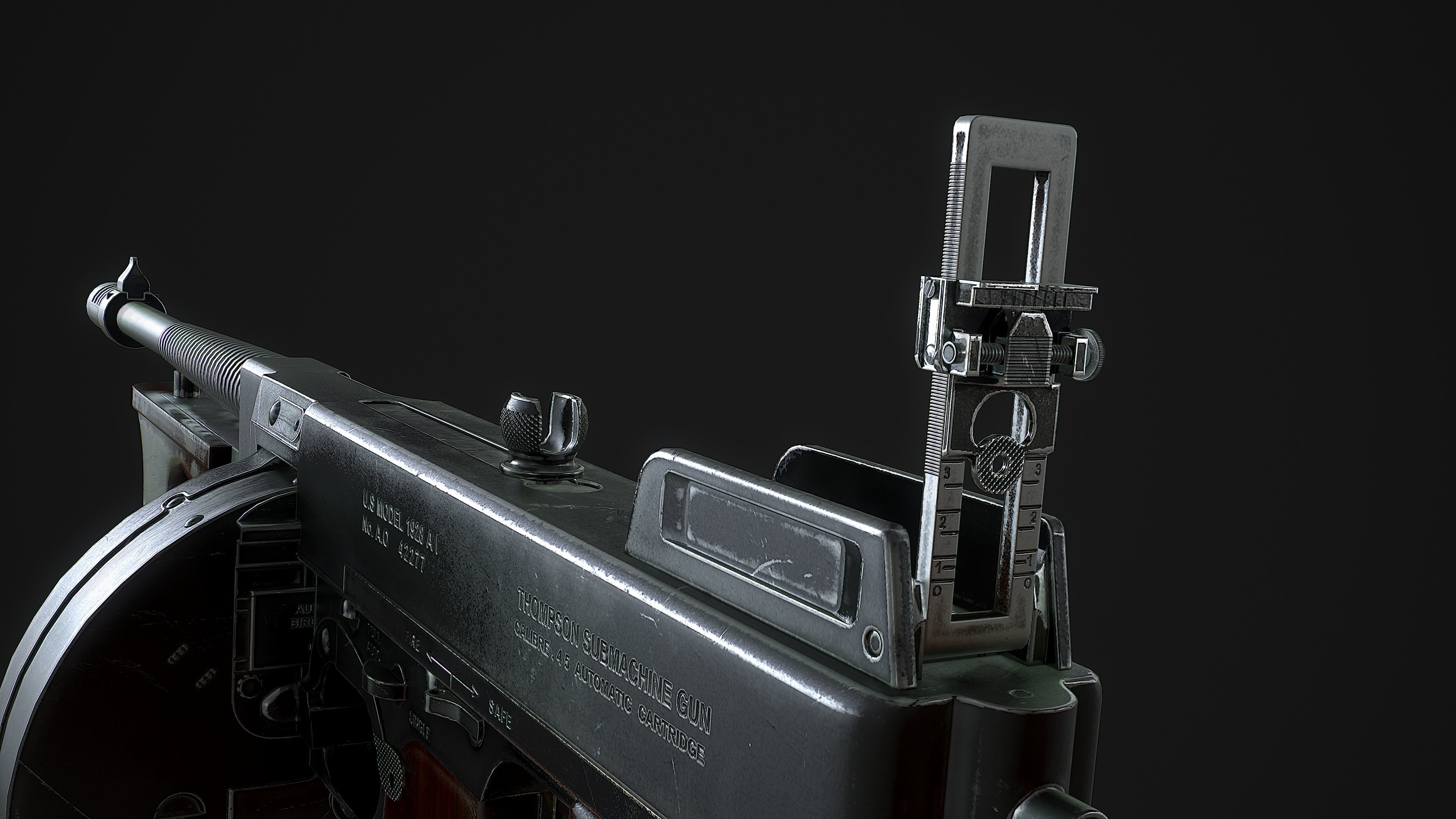 M1928a1 Thompson Low-poly 3D model_7