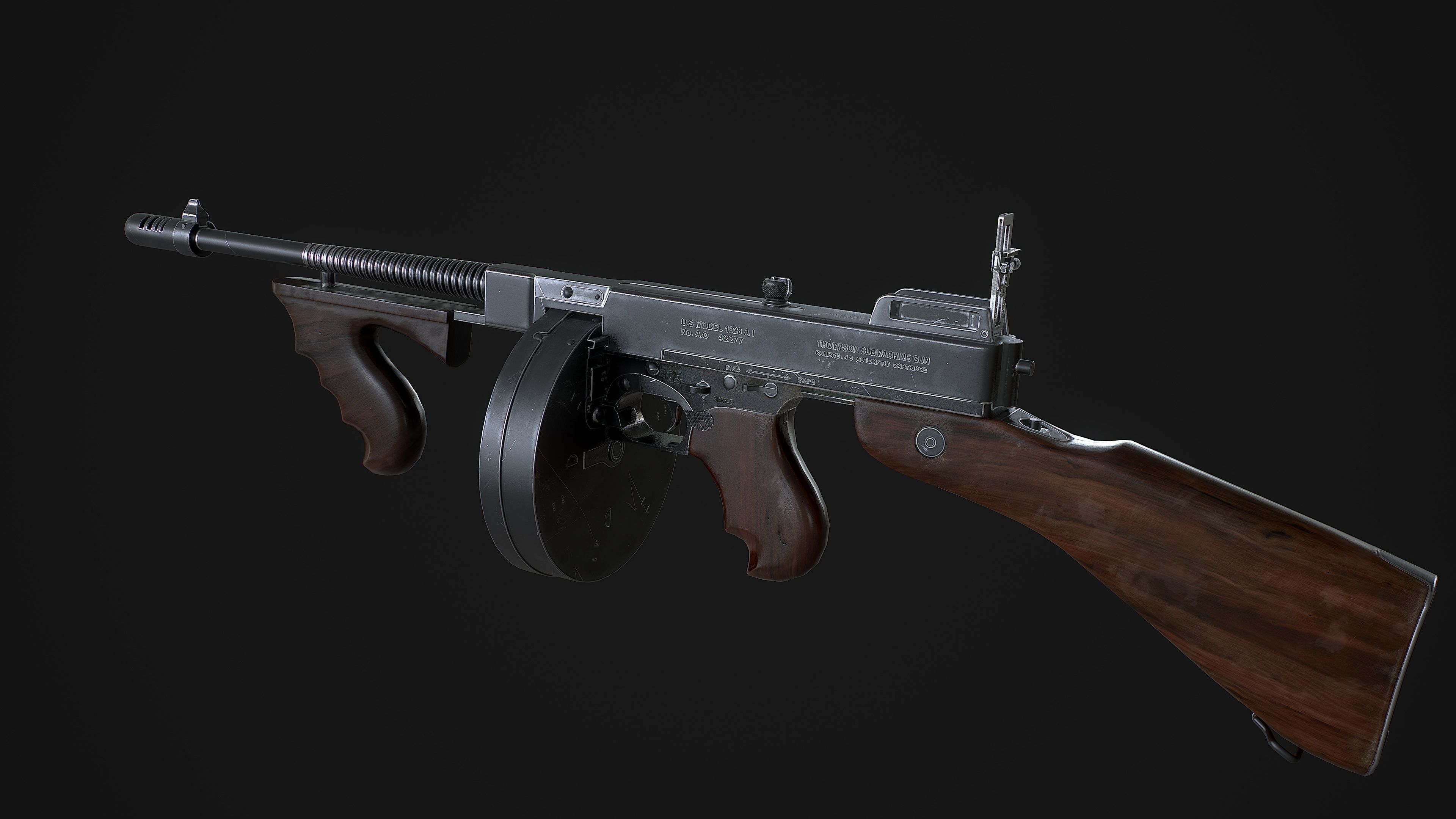 M1928a1 Thompson Low-poly 3D model_3