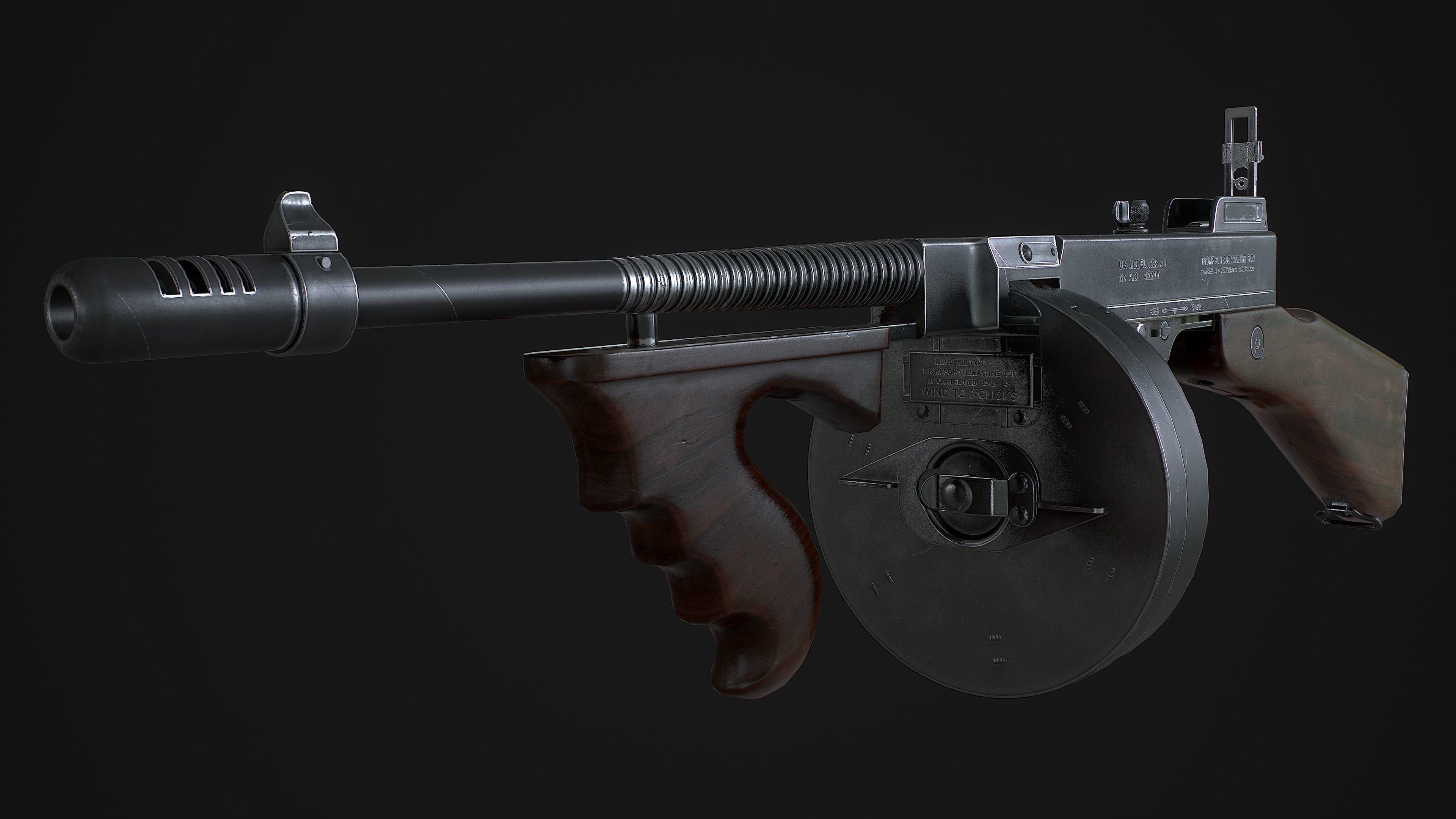 M1928a1 Thompson Low-poly 3D model_6
