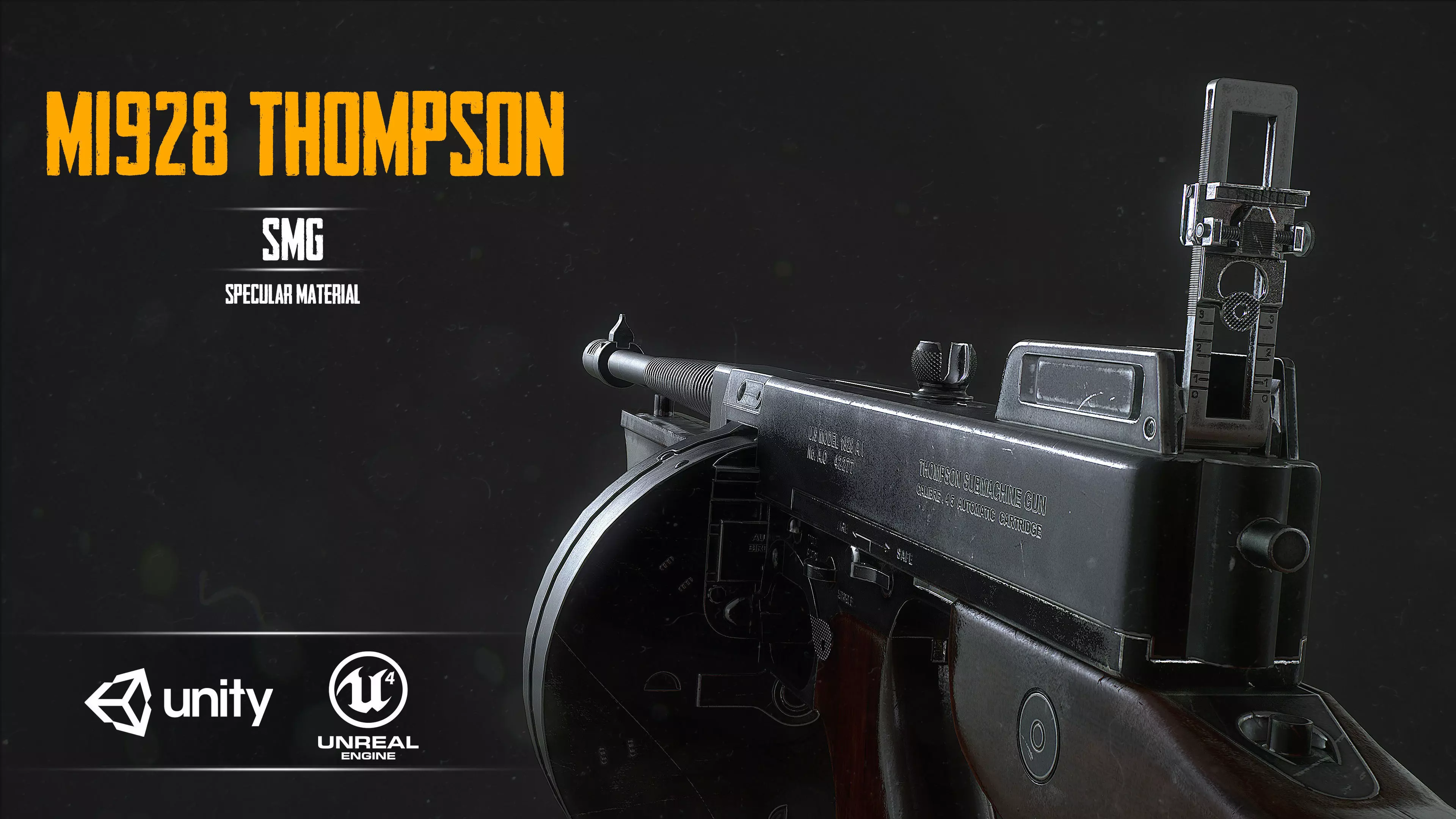 M1928a1 Thompson Low-poly 3D model_0