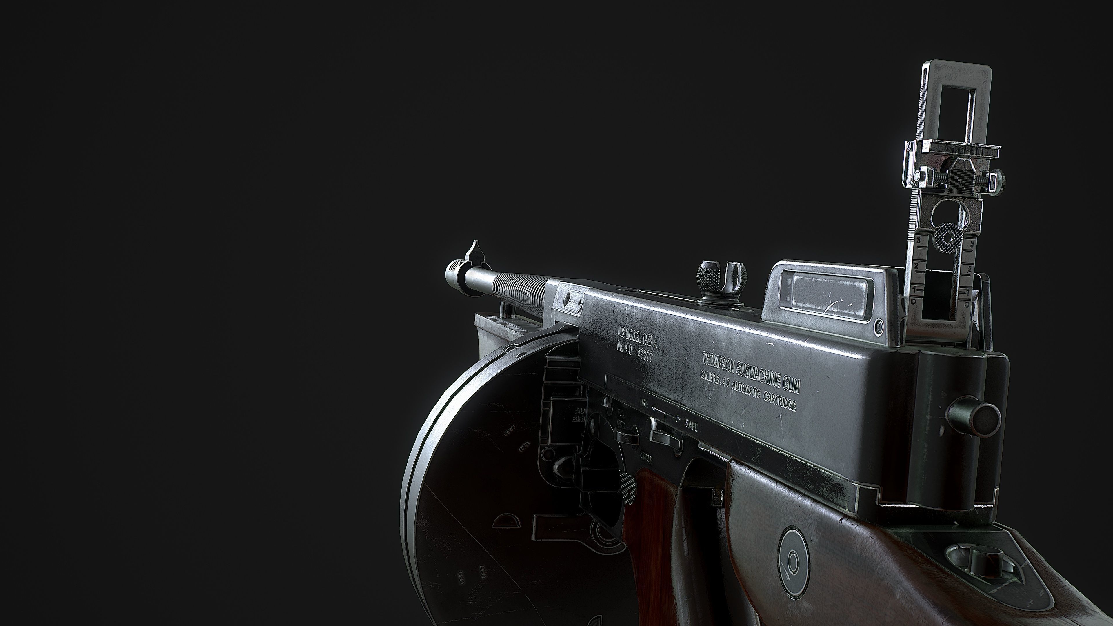 M1928a1 Thompson Low-poly 3D model_2