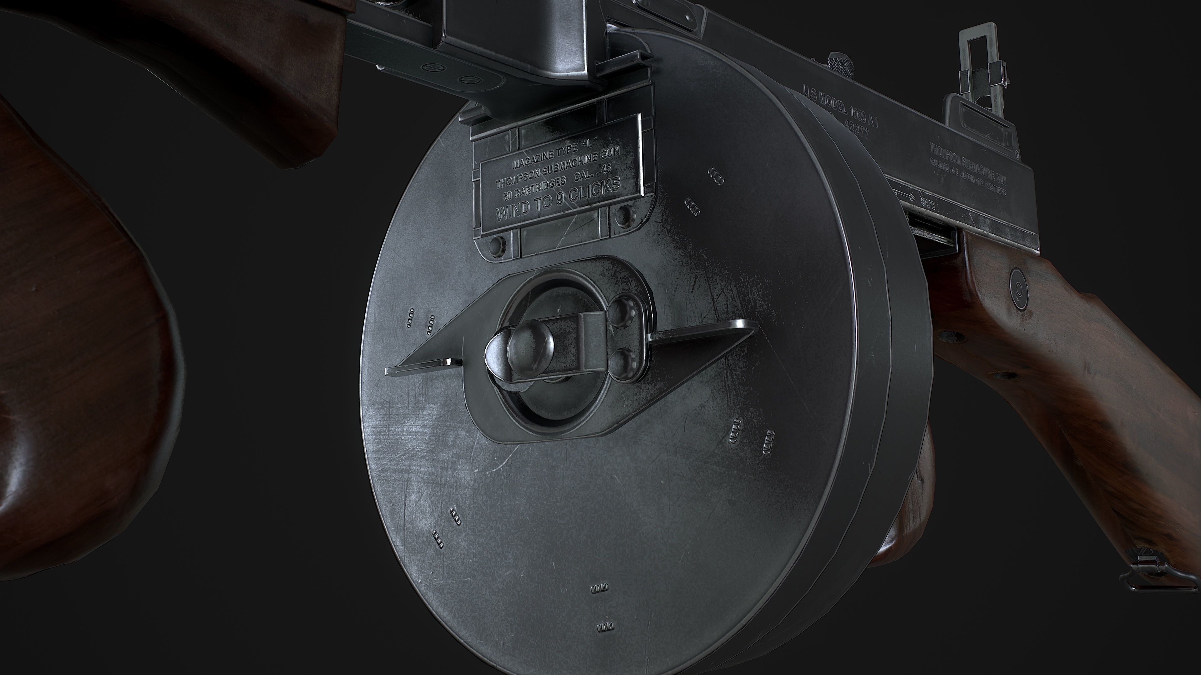 M1928a1 Thompson Low-poly 3D model_9