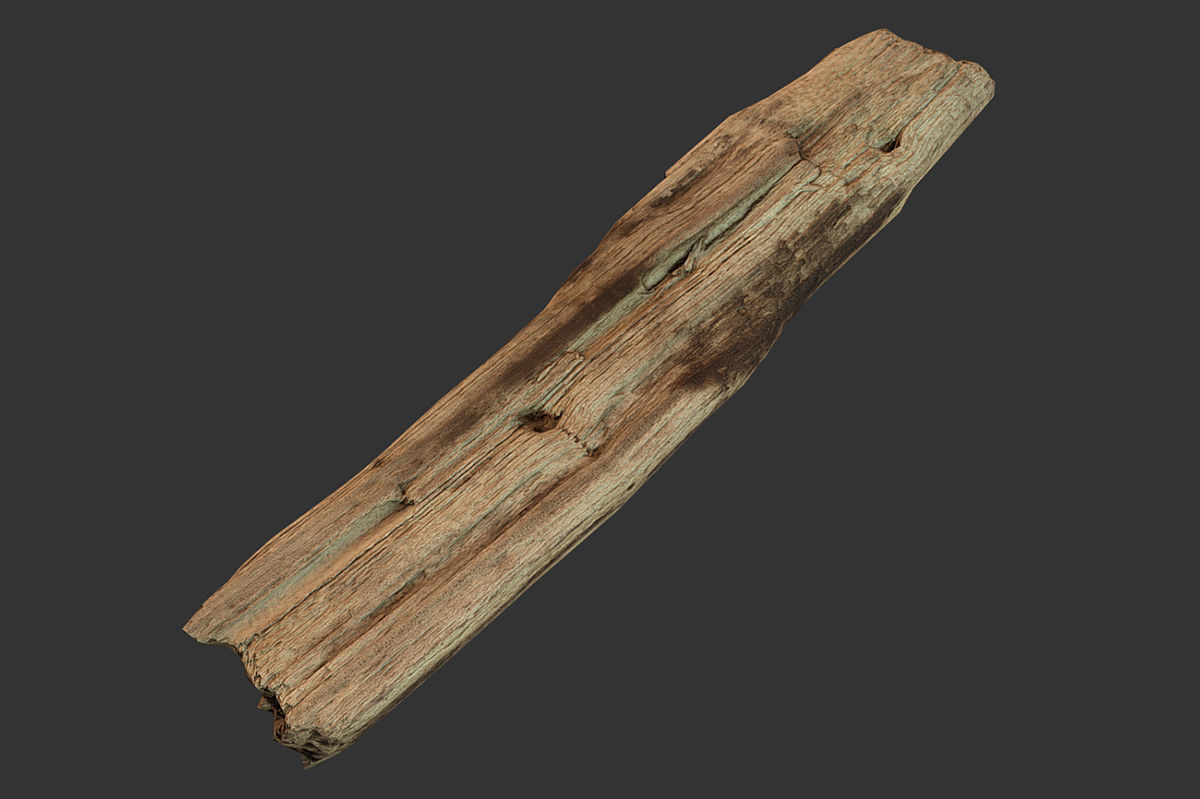 Broken Wood Plank Low-poly 3D model_4