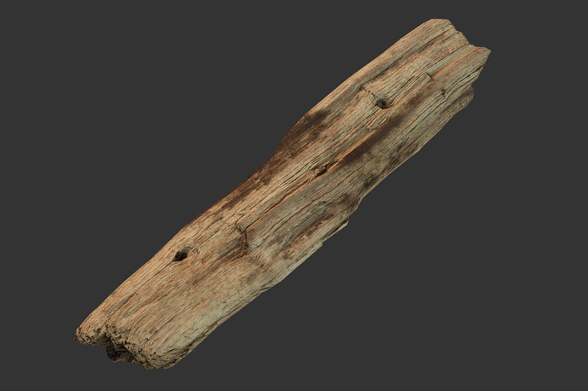 Broken Wood Plank Low-poly 3D model_3