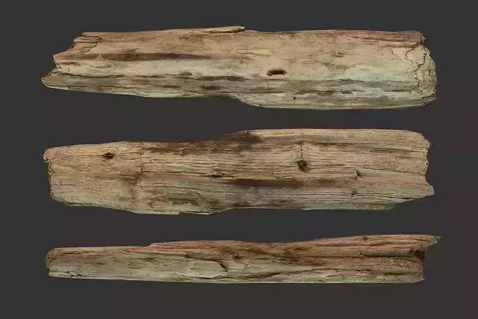 Broken Wood Plank Low-poly 3D model