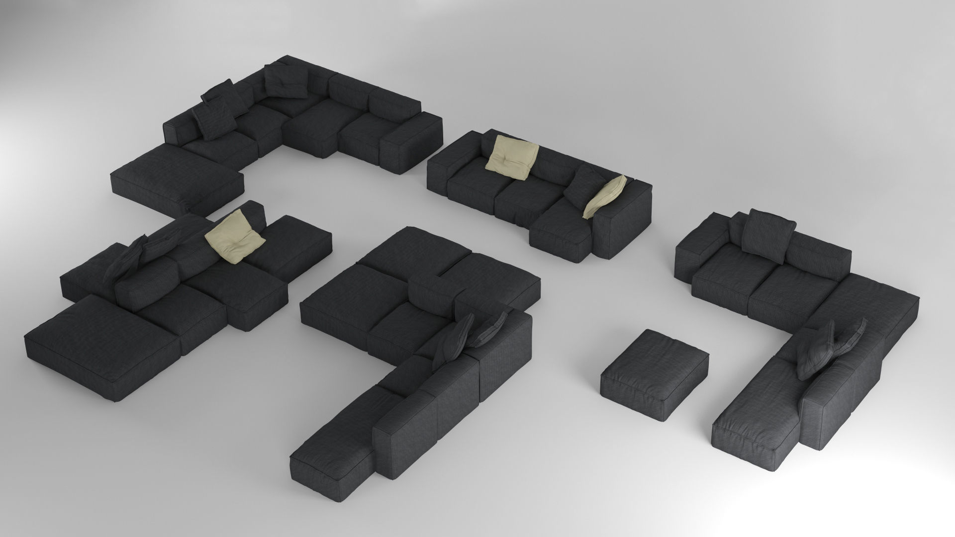 Bonaldo Peanut Collection B01-B05 Pillows 3D model_1