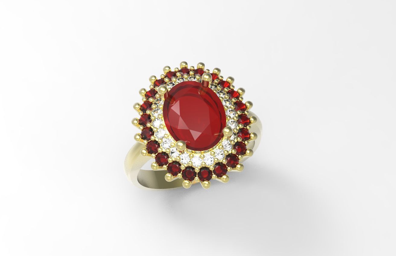 rosette ring 3D print model_3