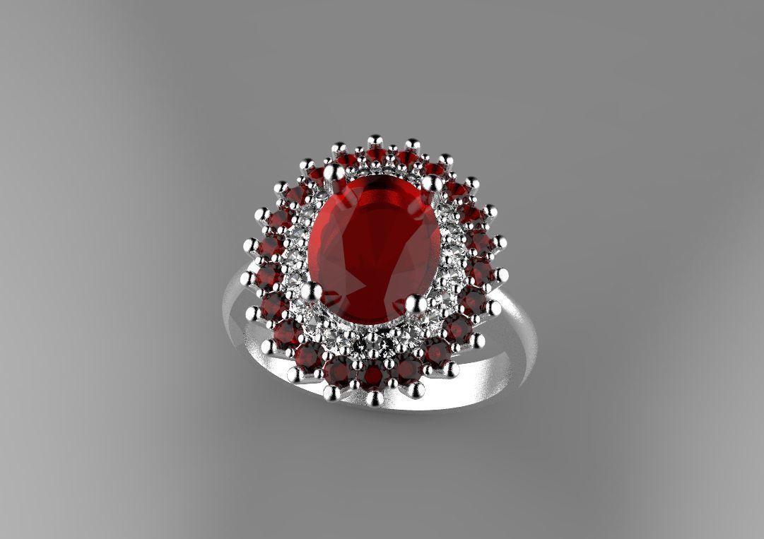 rosette ring 3D print model_1