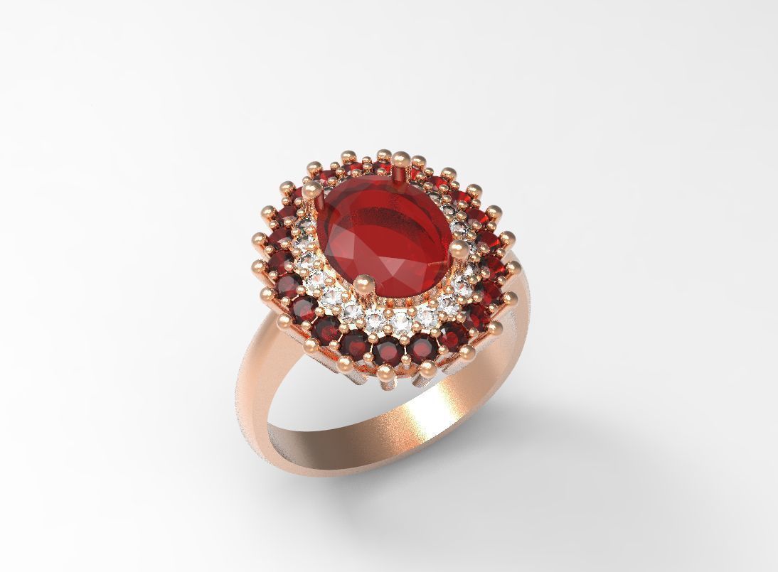 rosette ring 3D print model_2