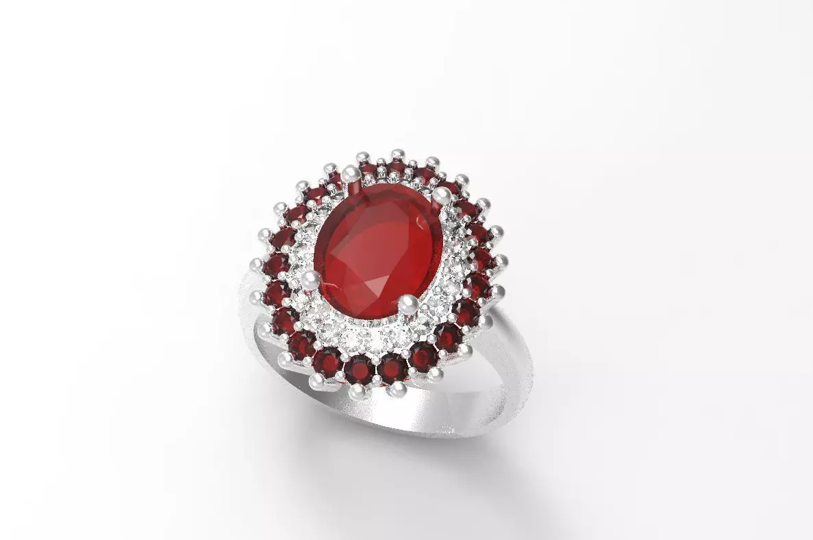 rosette ring 3D print model_0