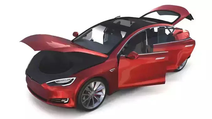 Tesla Model S 2016 Red with interior 3D model