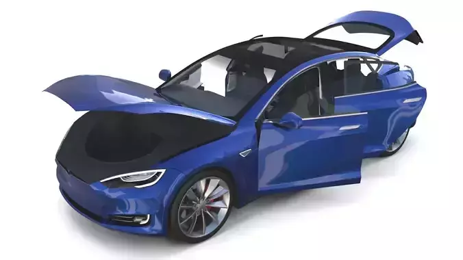 Tesla Model S 2016 Blue with interior 3D model