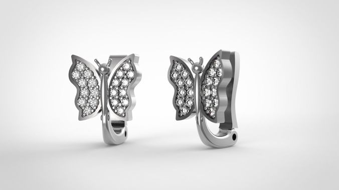 butterfly earrings for childrens 3D print model