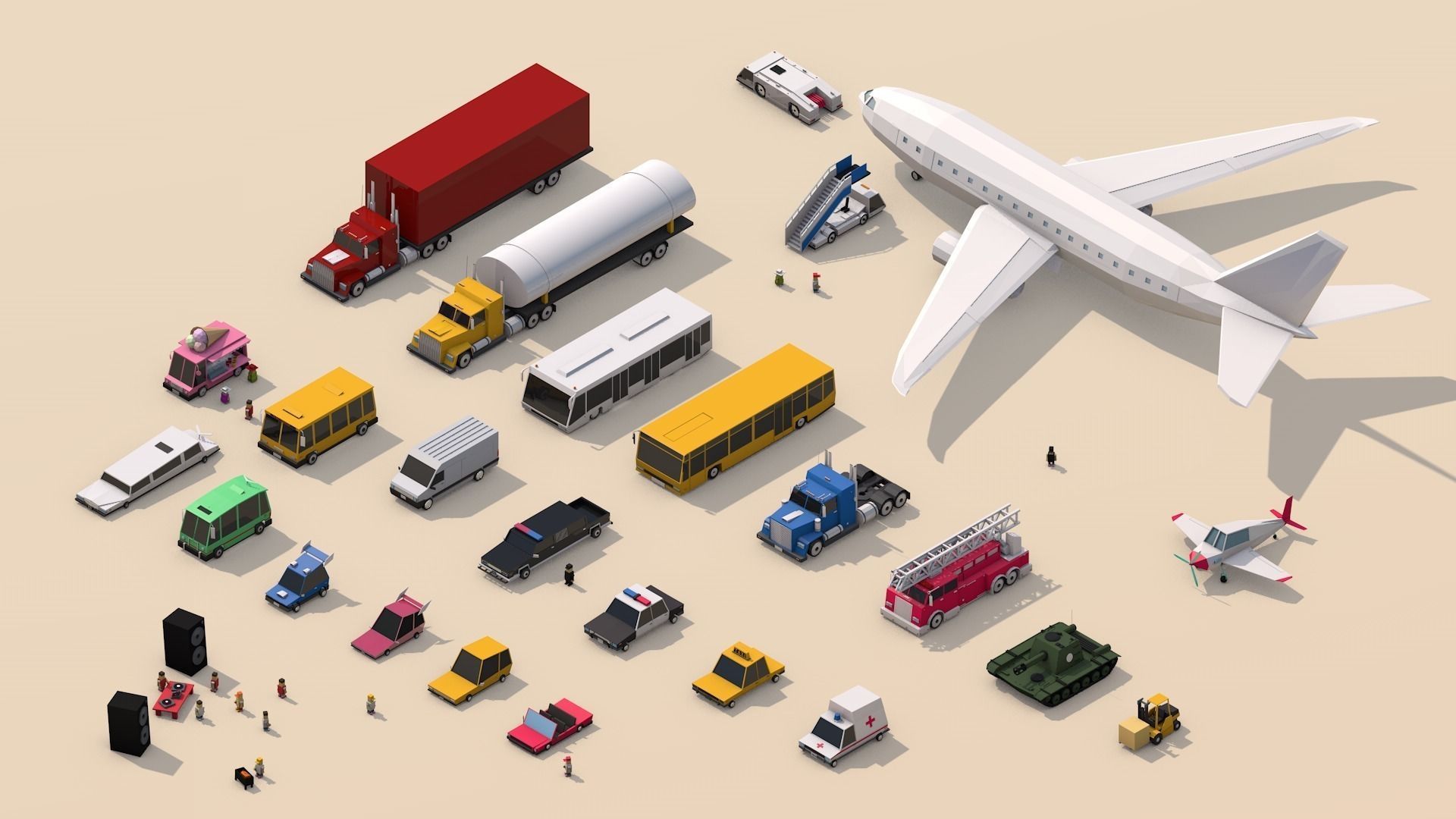3D model Low Poly City Vehicles Party Pack Low-poly 3D model_25