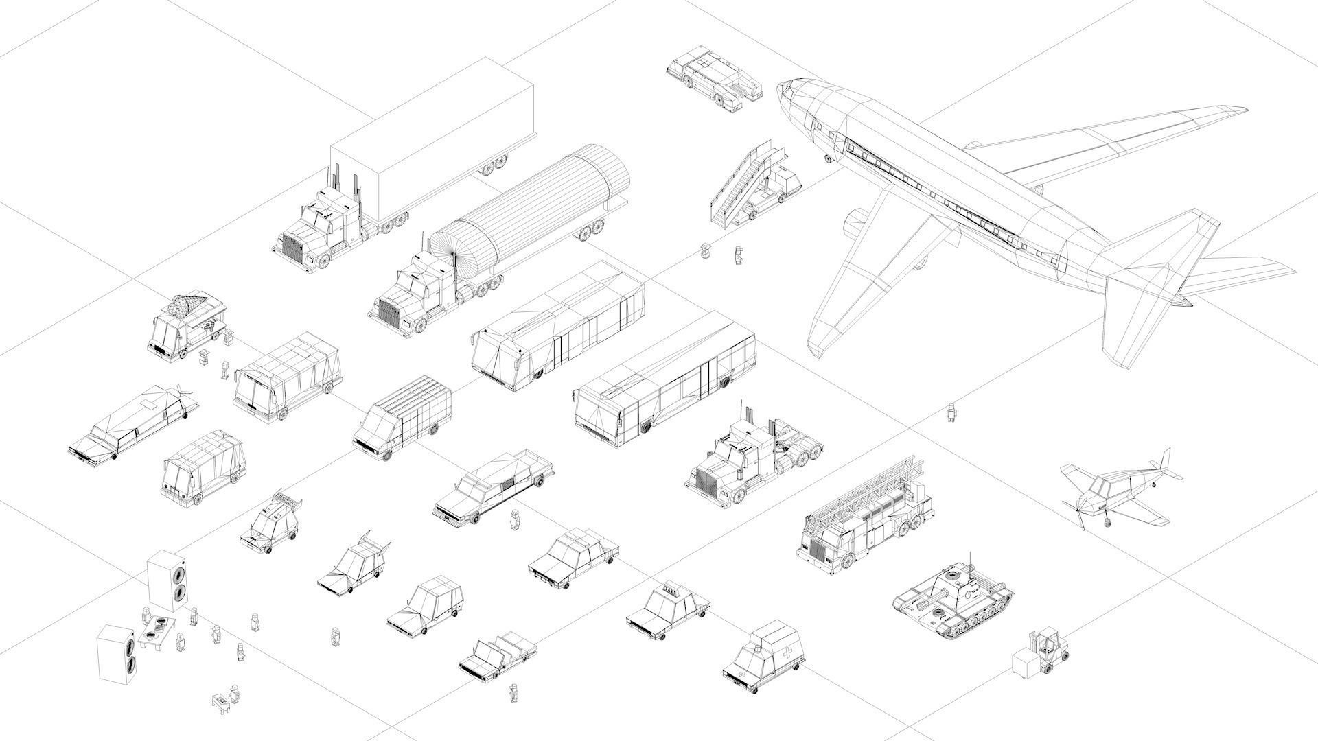 3D model Low Poly City Vehicles Party Pack Low-poly 3D model_1