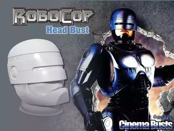 Robocop Head Bust Full and Split Free 3D print model