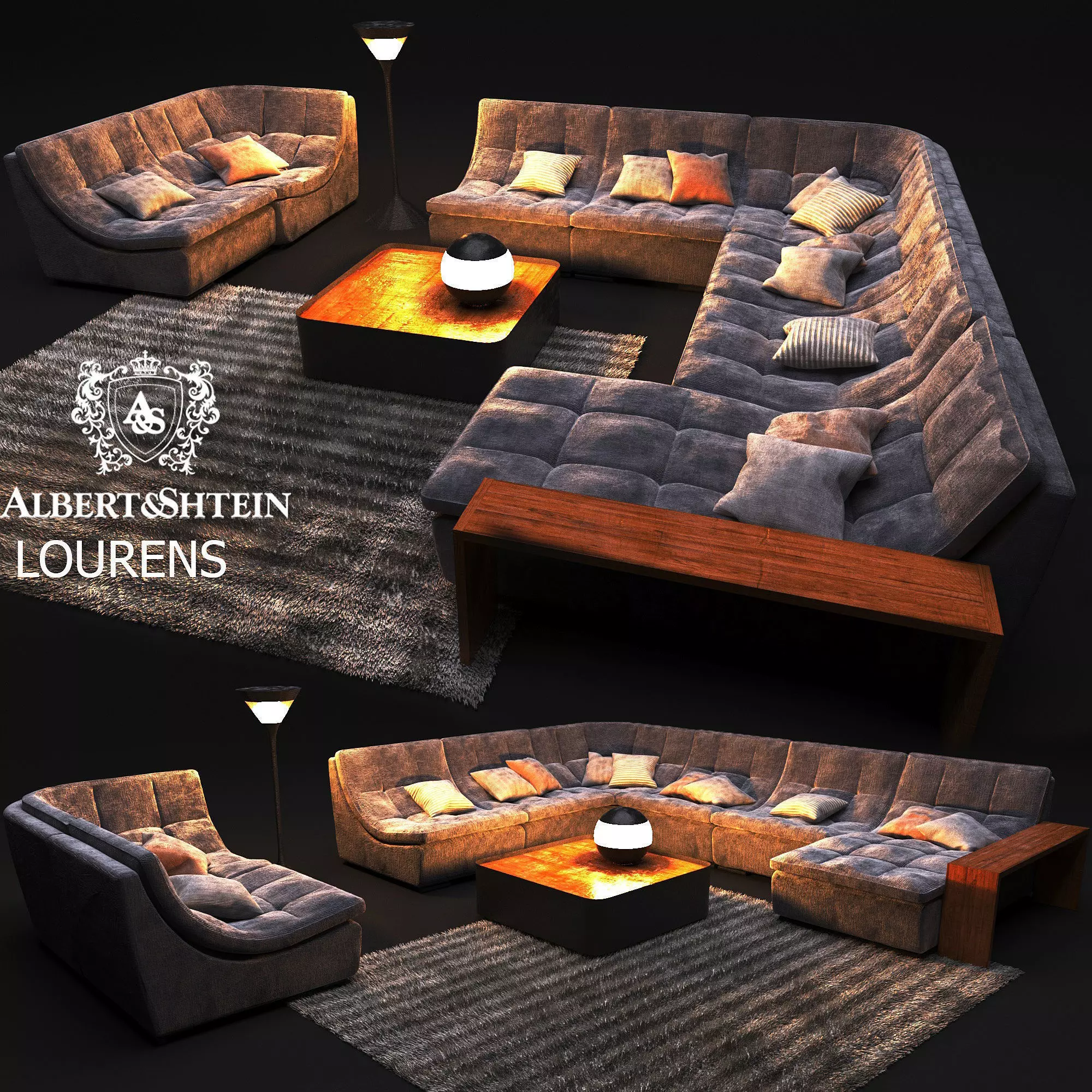 Elegant sofa Albert Shtein LOURENS 3D model_0