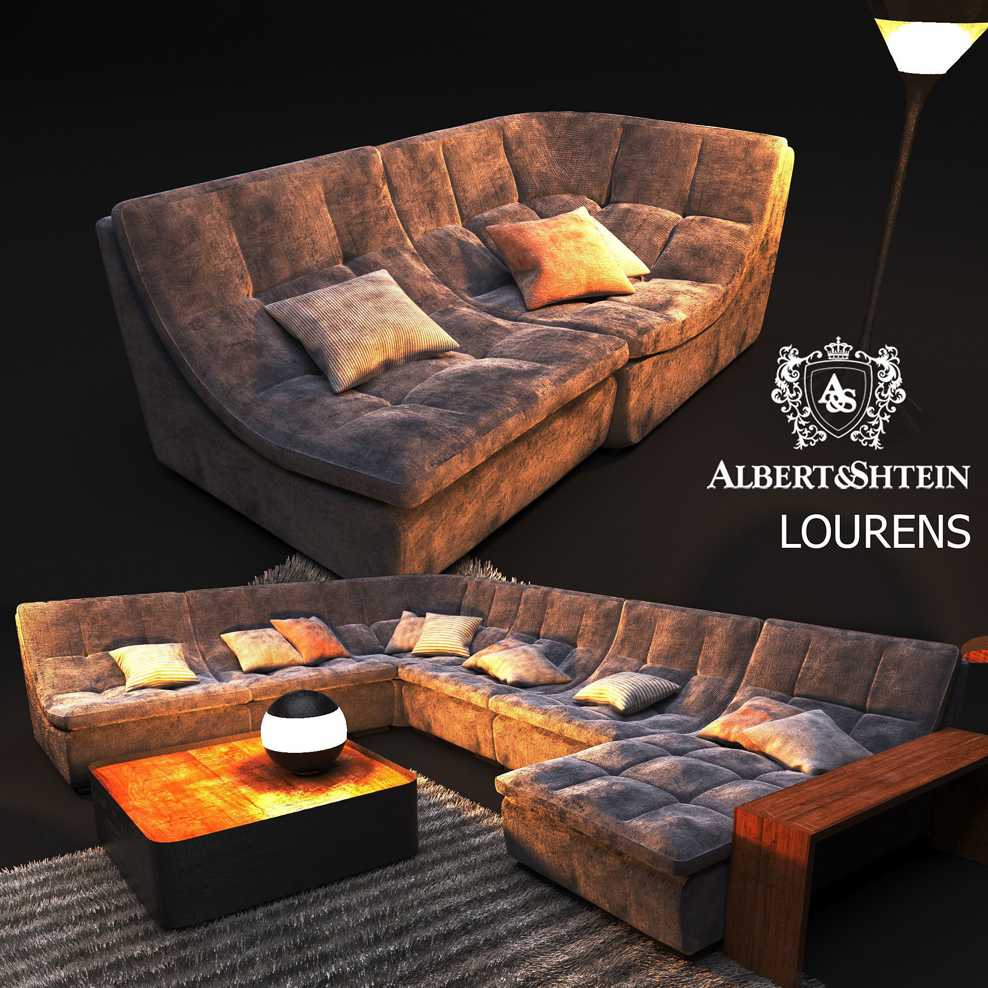 Elegant sofa Albert Shtein LOURENS 3D model_1