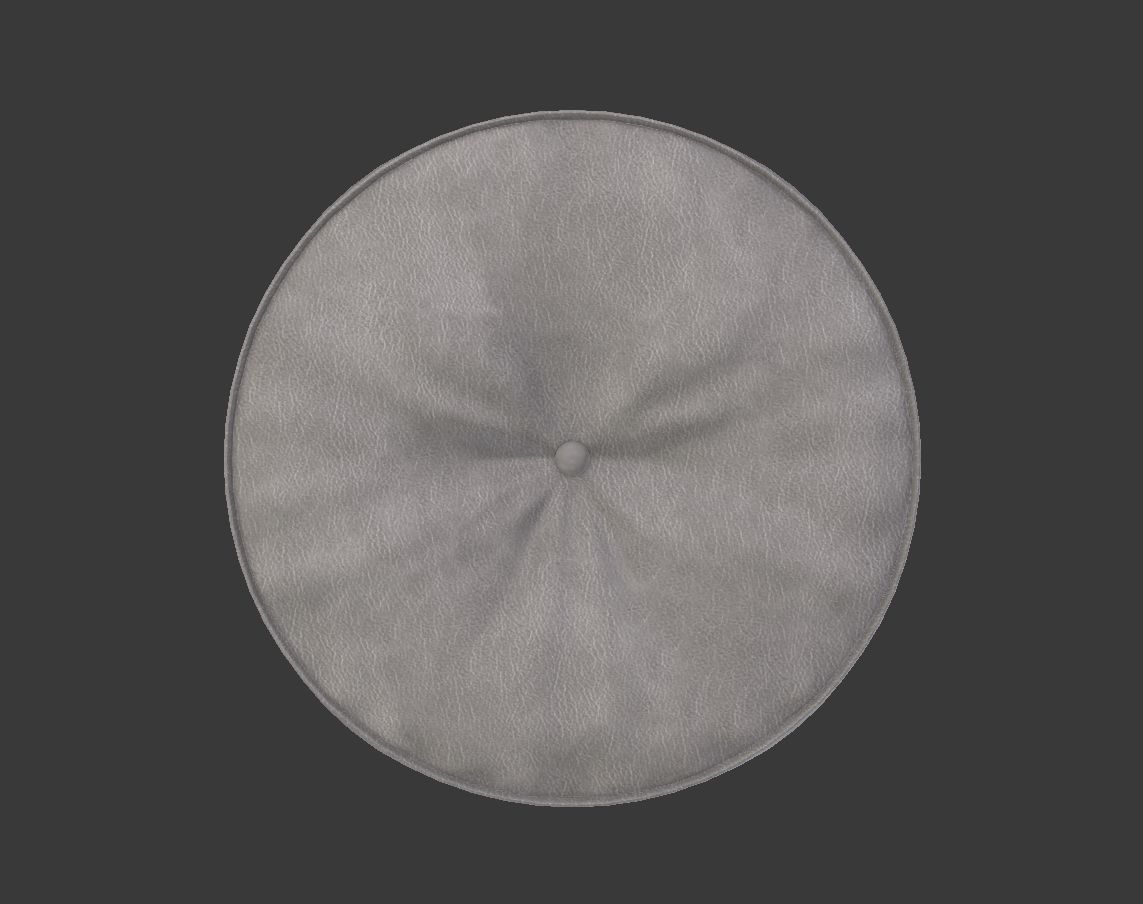 Realistic Round Leather Pouffe 3D model_4