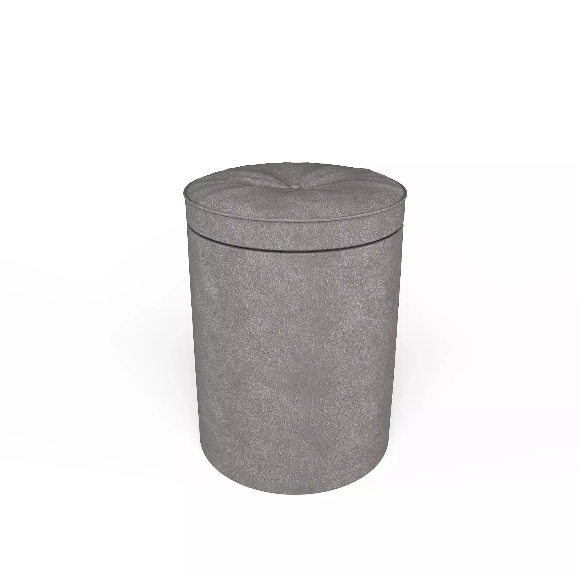 Realistic Round Leather Pouffe 3D model_0