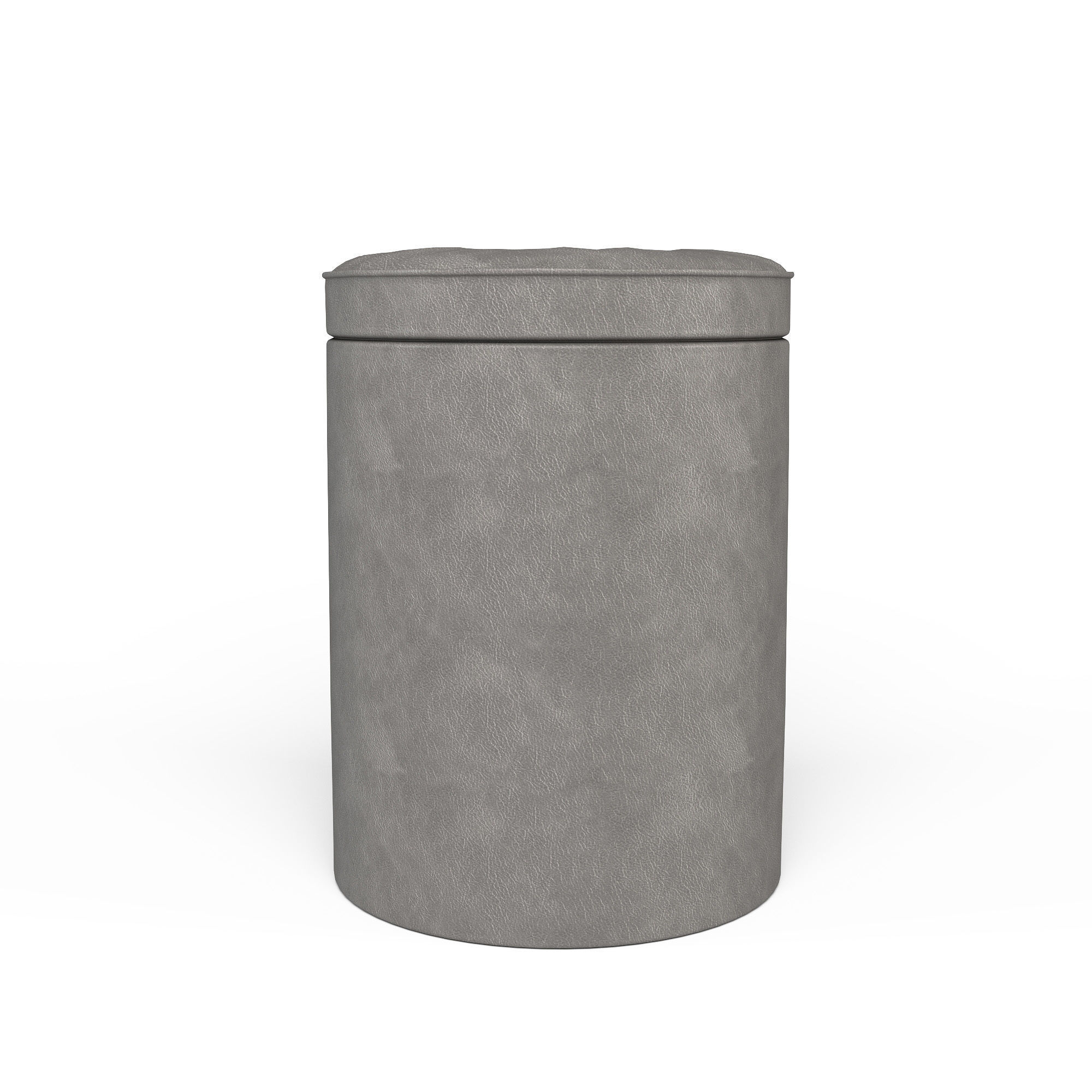 Realistic Round Leather Pouffe 3D model_1
