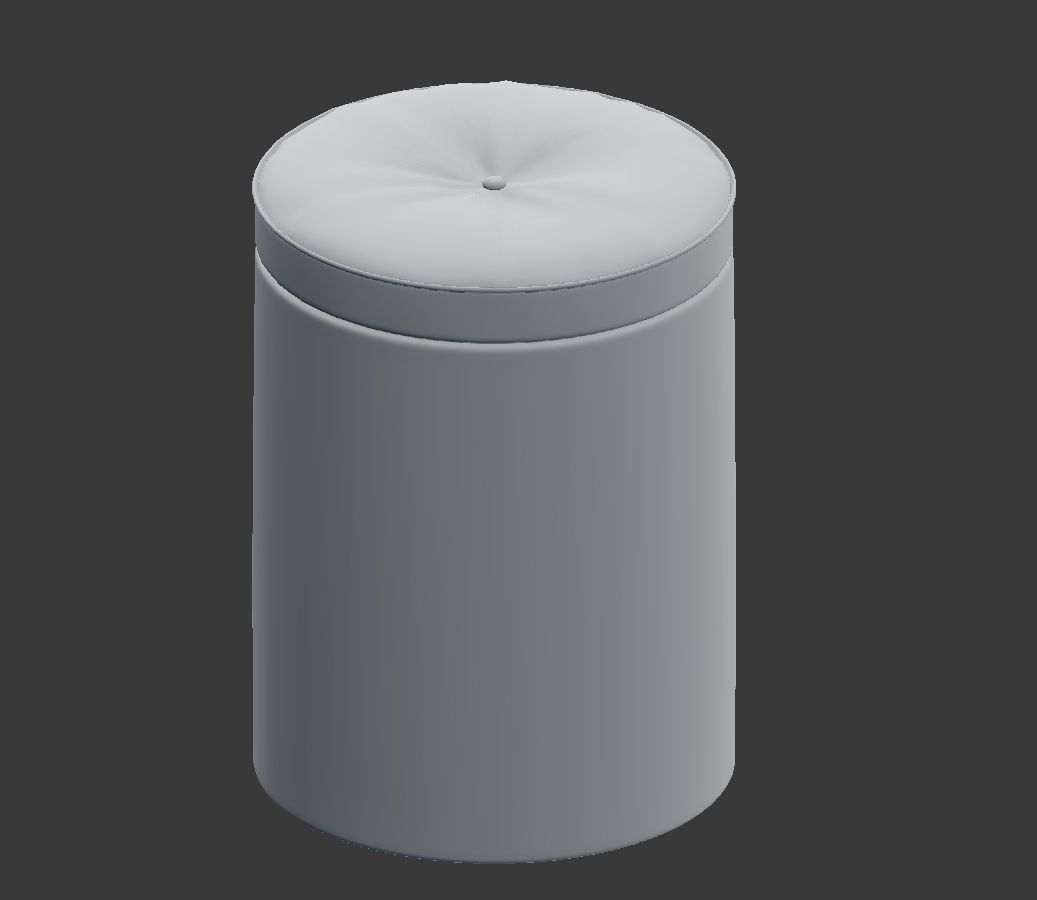 Realistic Round Leather Pouffe 3D model_8