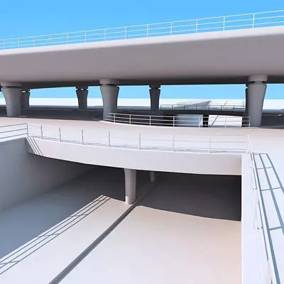 Overpass plane flying in sky 3D model