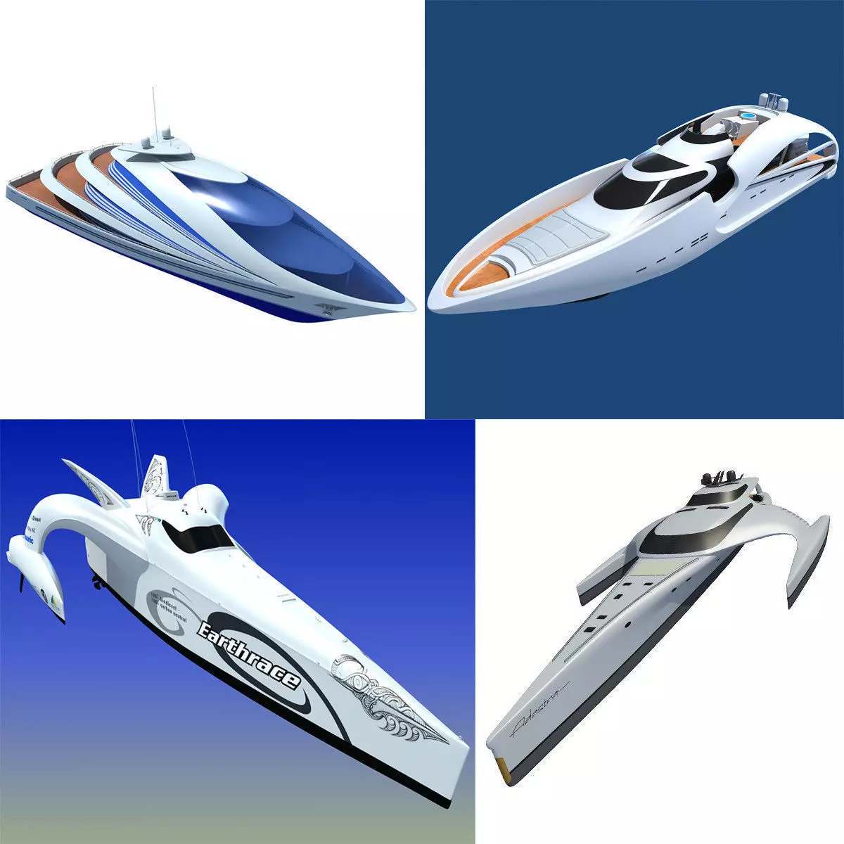 Collection of 4 Luxury Yachts  3D model_0