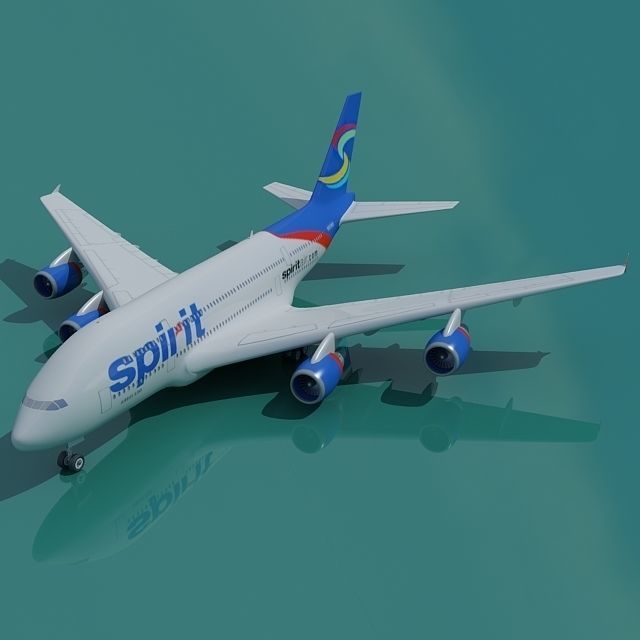 Textured Airbus A380 Spirit 3D model_2