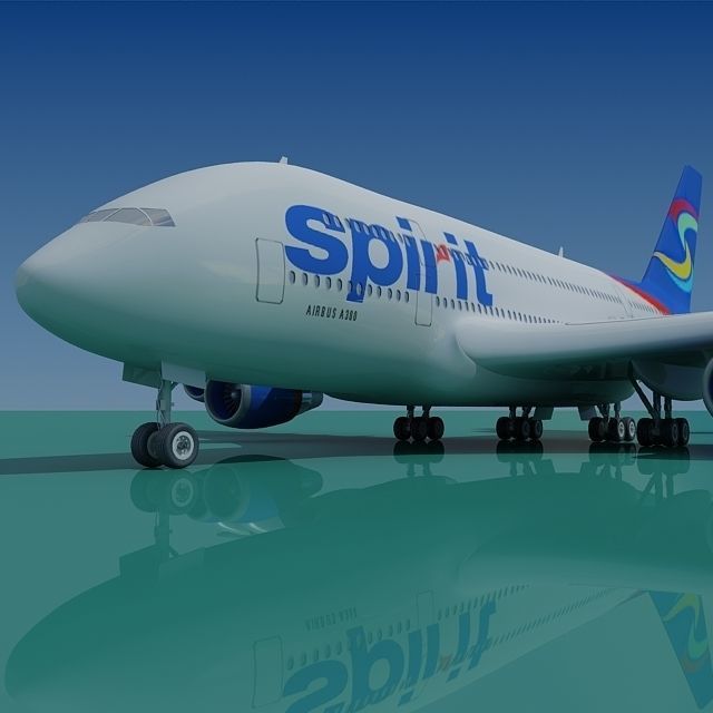 Textured Airbus A380 Spirit 3D model_1