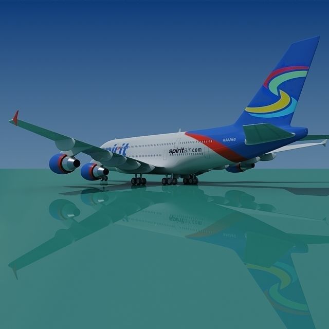 Textured Airbus A380 Spirit 3D model_4