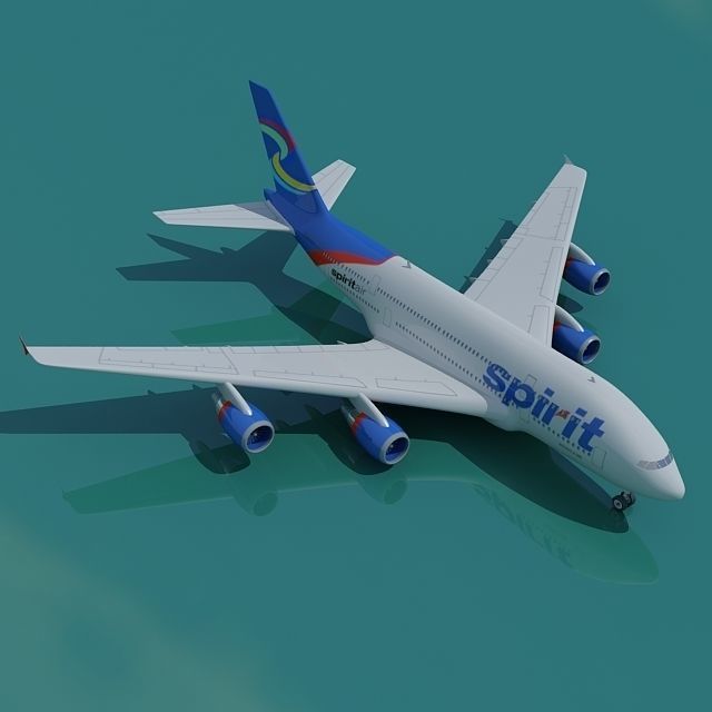 Textured Airbus A380 Spirit 3D model_3