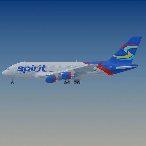 Textured Airbus A380 Spirit 3D model